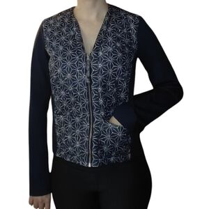 Lululemon Cardigan Again Size 8 Blue Exploded Sashiko Star Inkwell Ghost Jacket